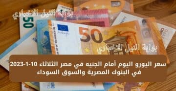 سعر اليورو اليوم أمام الجنيه في مصر الثلاثاء 10-1-2023 في البنوك المصرية والسوق السوداء في حالة تذبذب