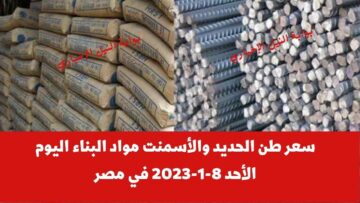 سعر طن الحديد والأسمنت مواد البناء اليوم الأحد 8-1-2023 في مصر في جميع الشركات والمصانع