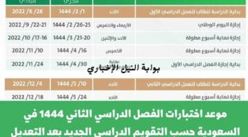 موعد اختبارات الفصل الدراسي الثاني 1444 في السعودية حسب التقويم الدراسي الجديد بعد التعديل