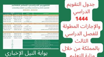 جدول التقويم الدراسي 1444 والإجازات المطولة للفصل الدراسي الثالث بالمملكة من خلال وزارة التعليم السعودية
