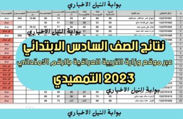نتائج السادس الابتدائي 2023 دور التمهيدي في العراق عبر موقع وزارة التربية العراقية بالرقم الامتحاني