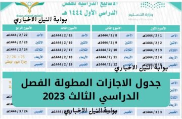 التعليم تُذكر الطلاب بـ جدول الاجازات المطولة الفصل الدراسي الثالث 2023 في السعودية